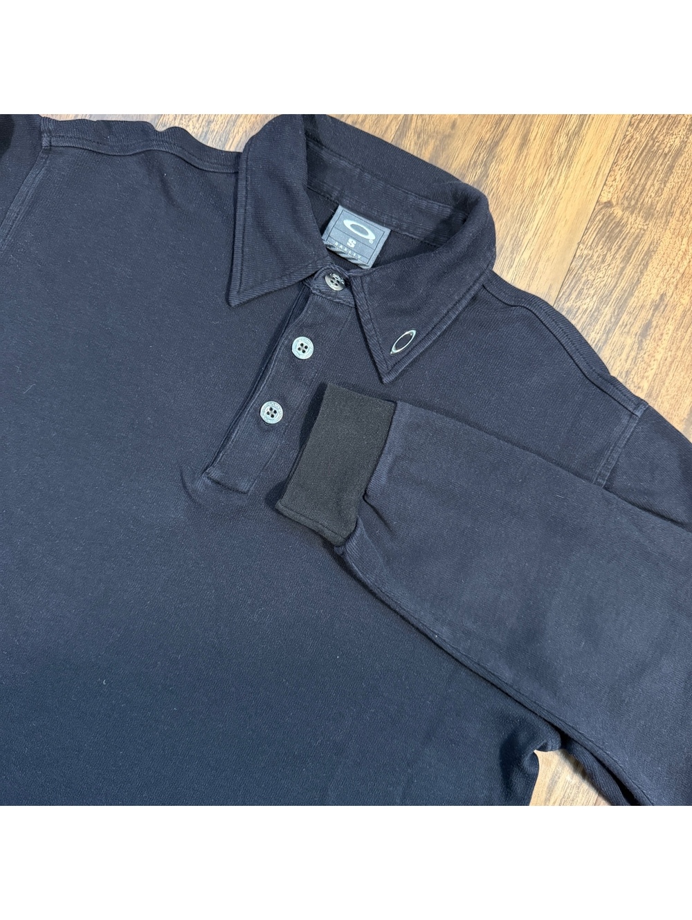 Vintage Oakley Long Sleeve Polo Shirt Metal Icon S Black Techwear Y2K Software